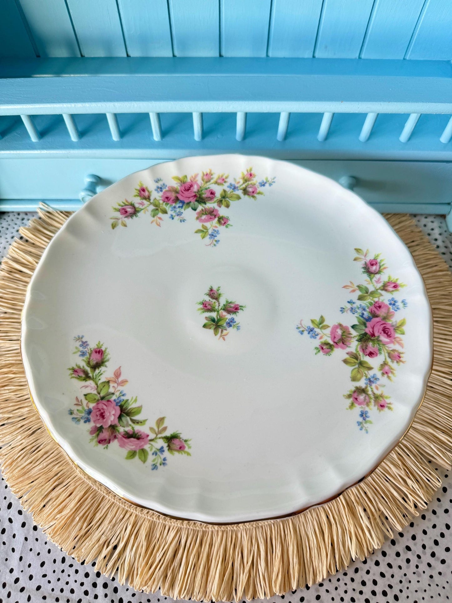 Rare Vintage Royal Albert "Moss Rose" Hard to Find Pedestal