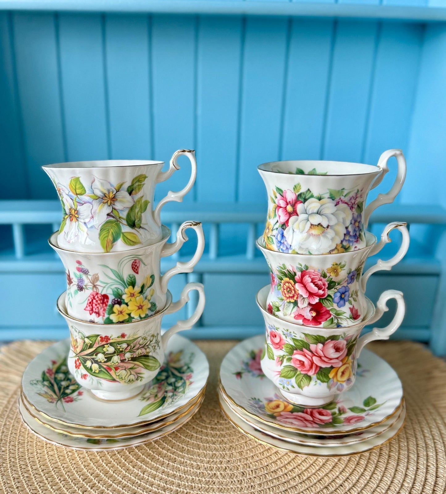 Set of 6 Vintage Royal Albert Coffee Cups and Saucers