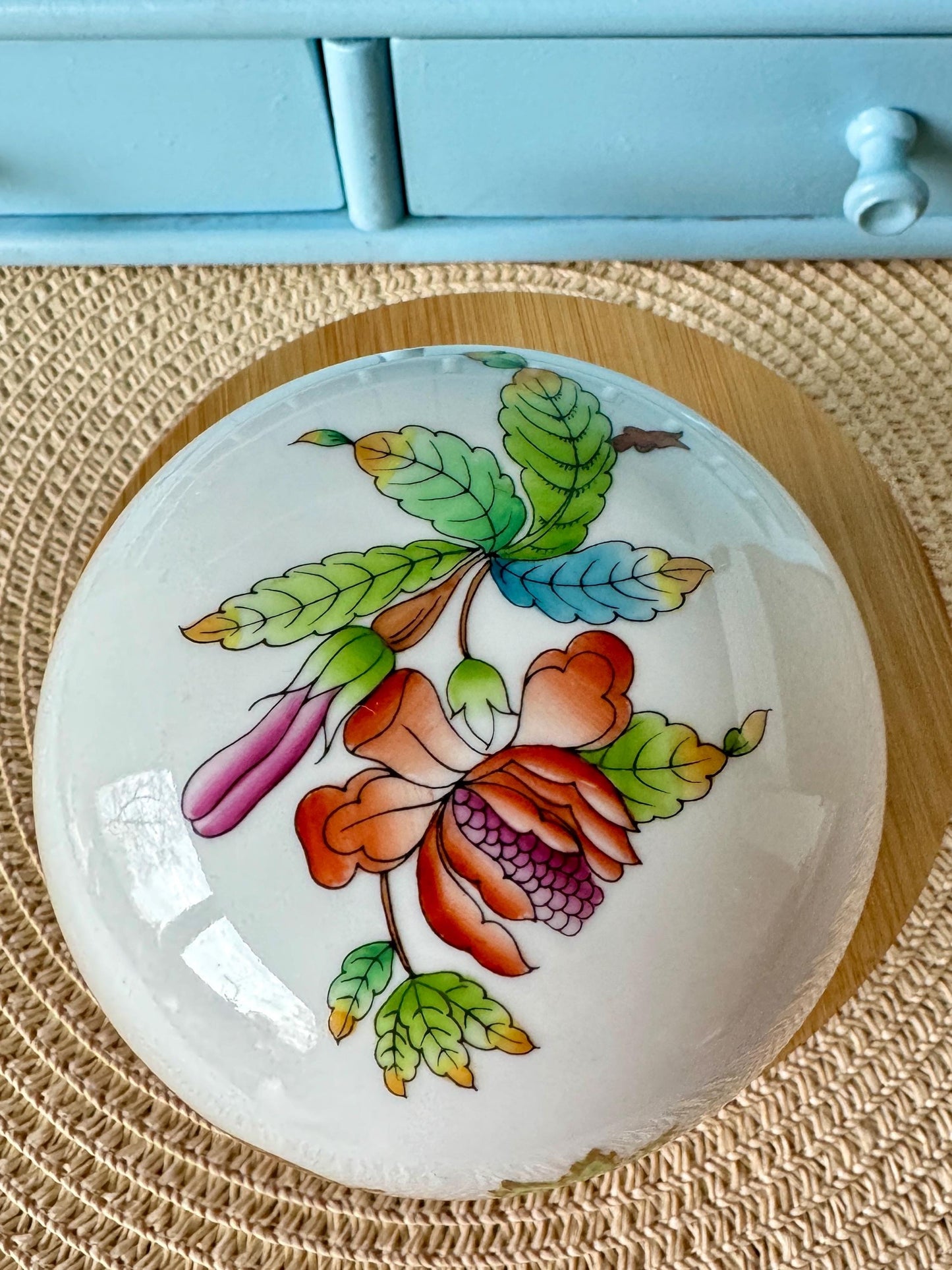 Pretty Vintage Herend Queen Victoria Trinket Dish