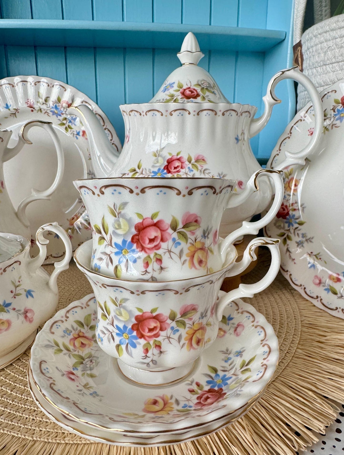 Vintage Royal Albert Jubilee Rose 2 Person Tea Set