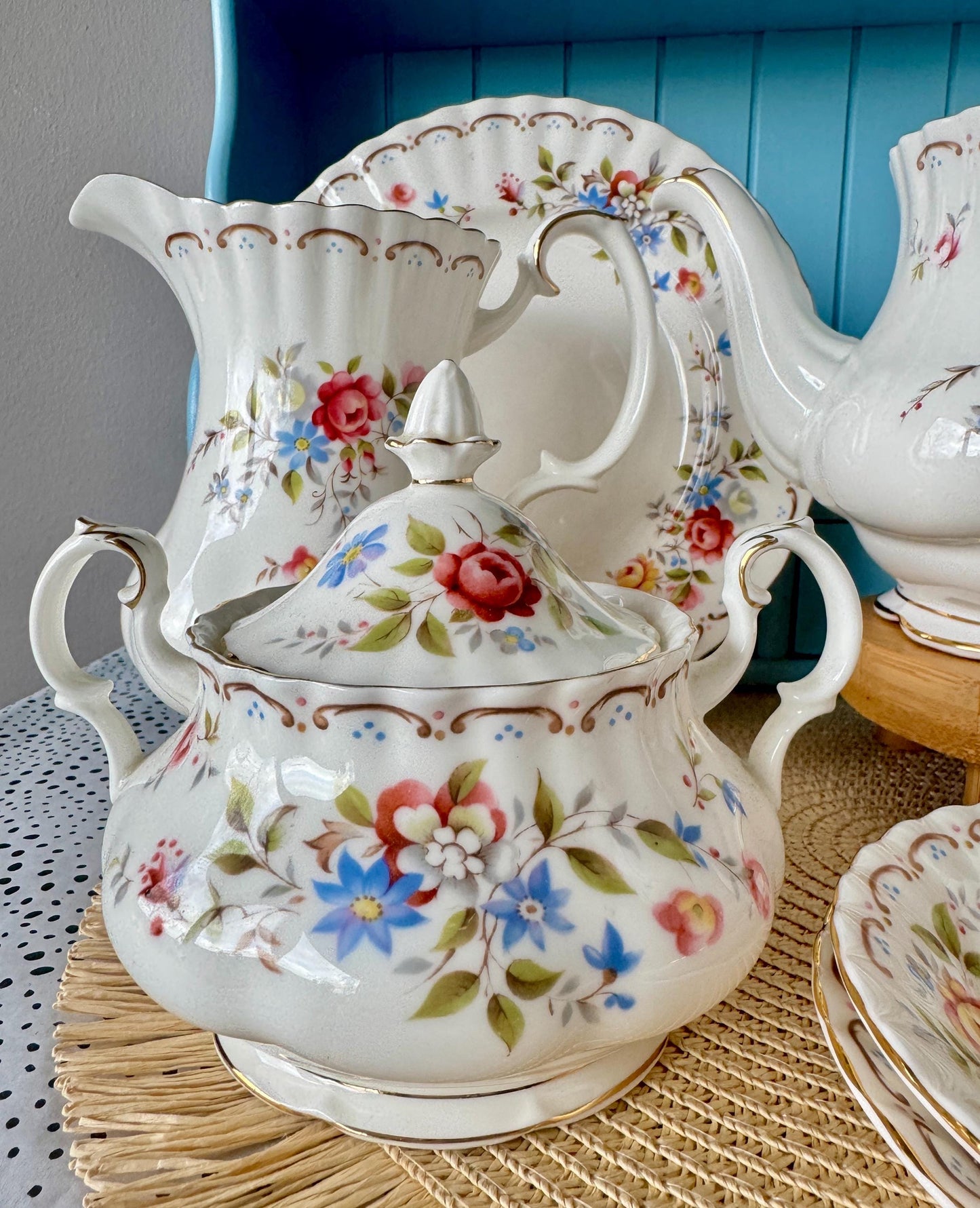 Vintage Royal Albert Jubilee Rose 2 Person Tea Set