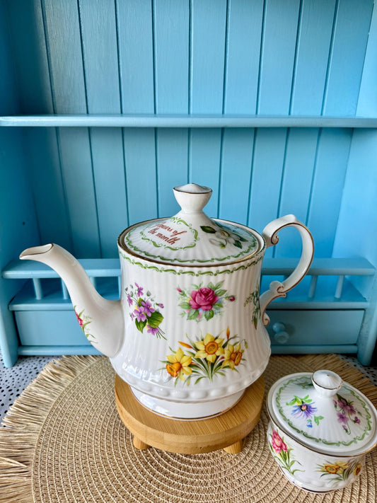 Hard to Find Vintage Queens 'Flower of the Month' TeaPot