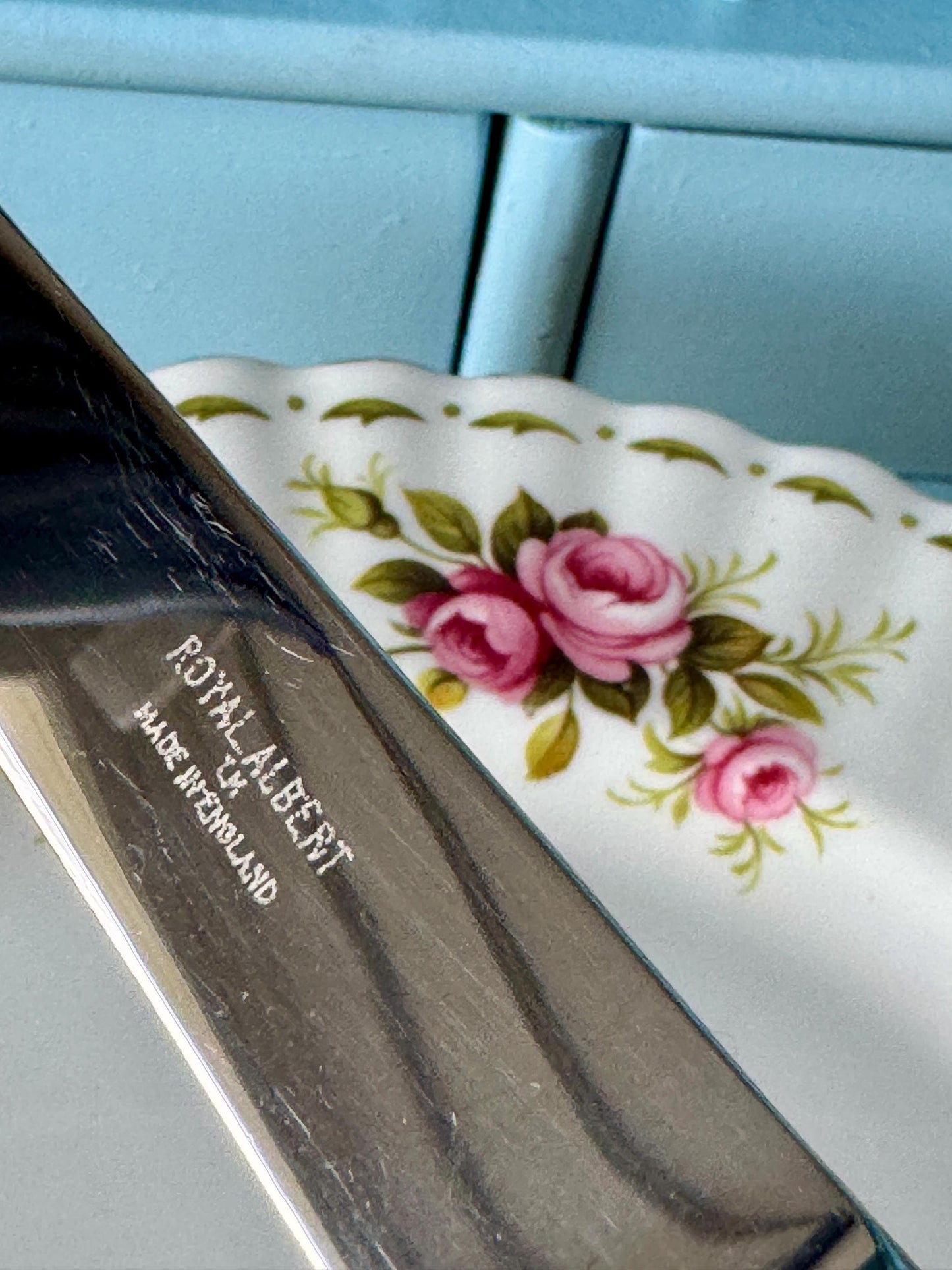 Vintage Royal Albert "Flower of the Month" November Cheese Knife, Hairline!
