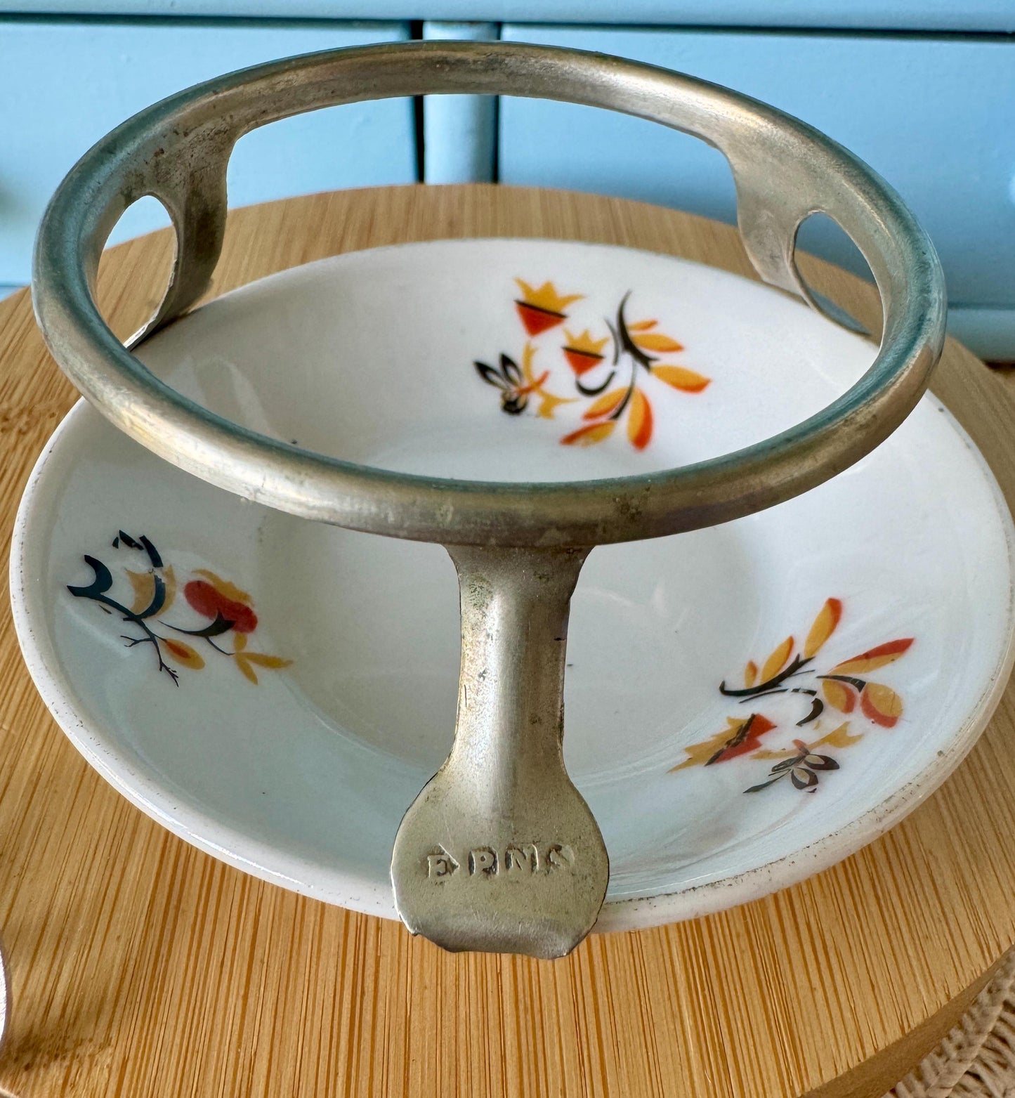 Vintage Bavaria Ornate EPNS Silver Plated Tea Strainer Porce