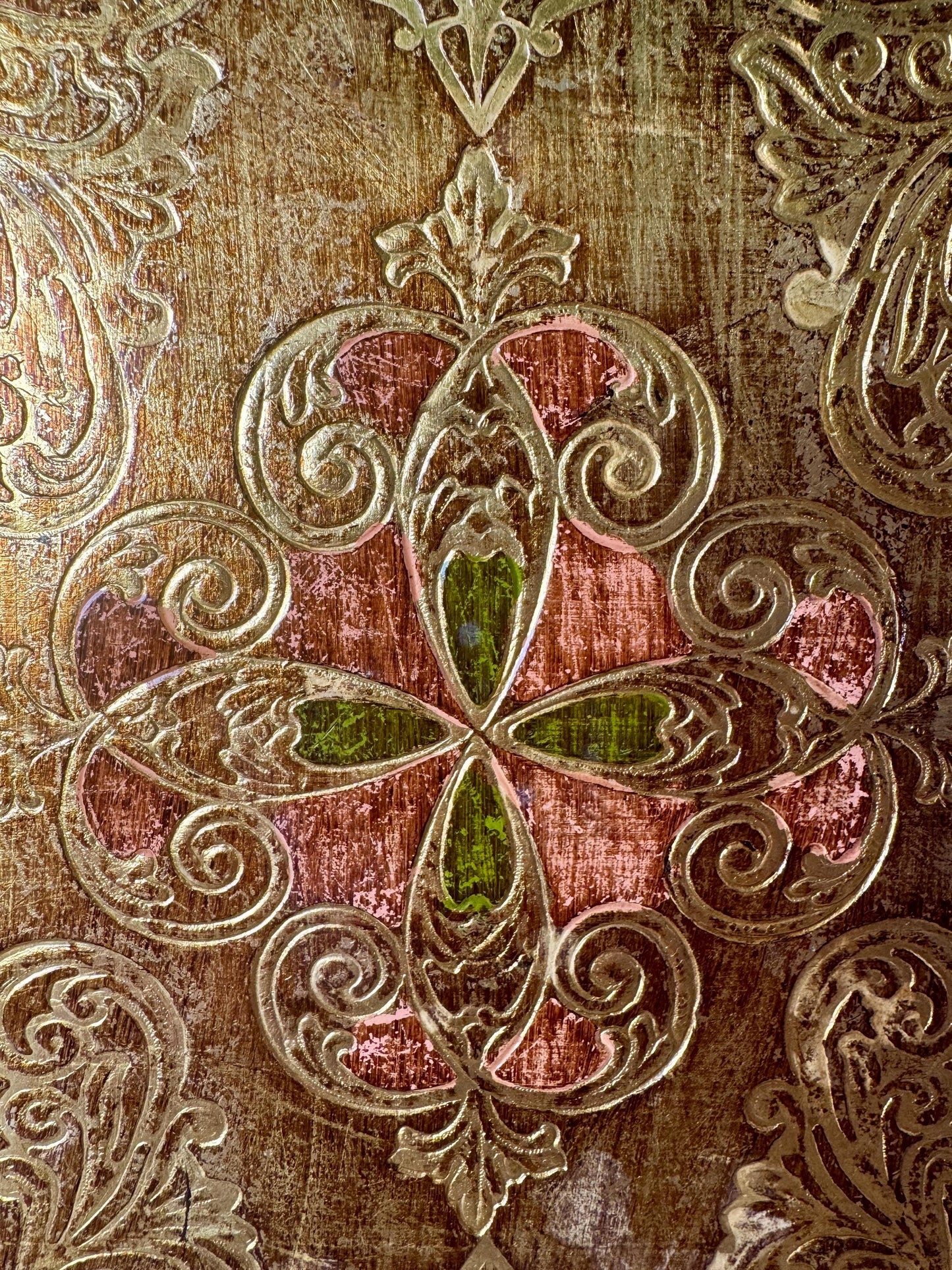 Vintage Italian Florentine Pink & Green