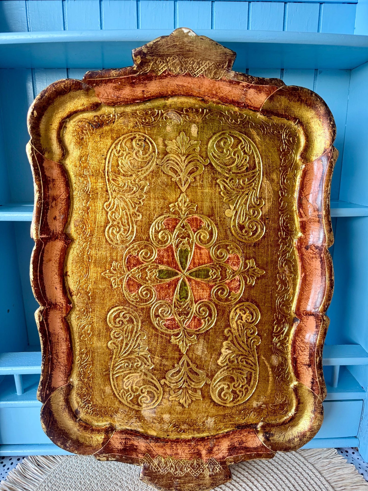 Vintage Italian Florentine Pink & Green