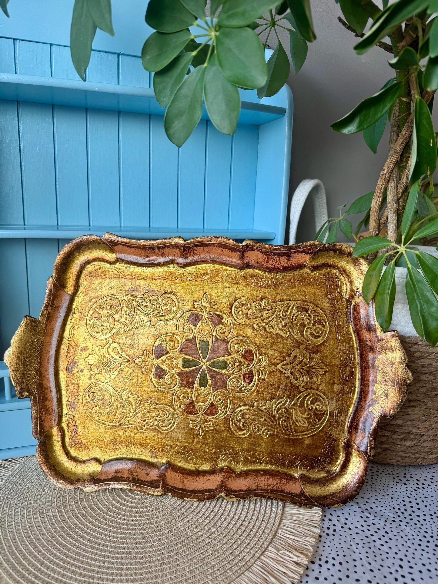 Vintage Italian Florentine Pink & Green