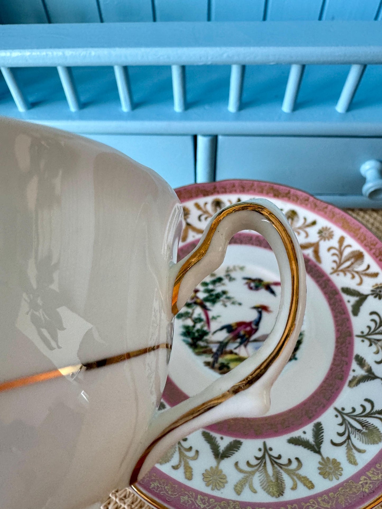 Vintage Royal Grafton 'Pink Bird Of Paradise' Wide Mouth Tea