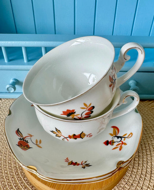 Vintage Carl Teichert Meissen Porcelain Teacup & Saucer Duo