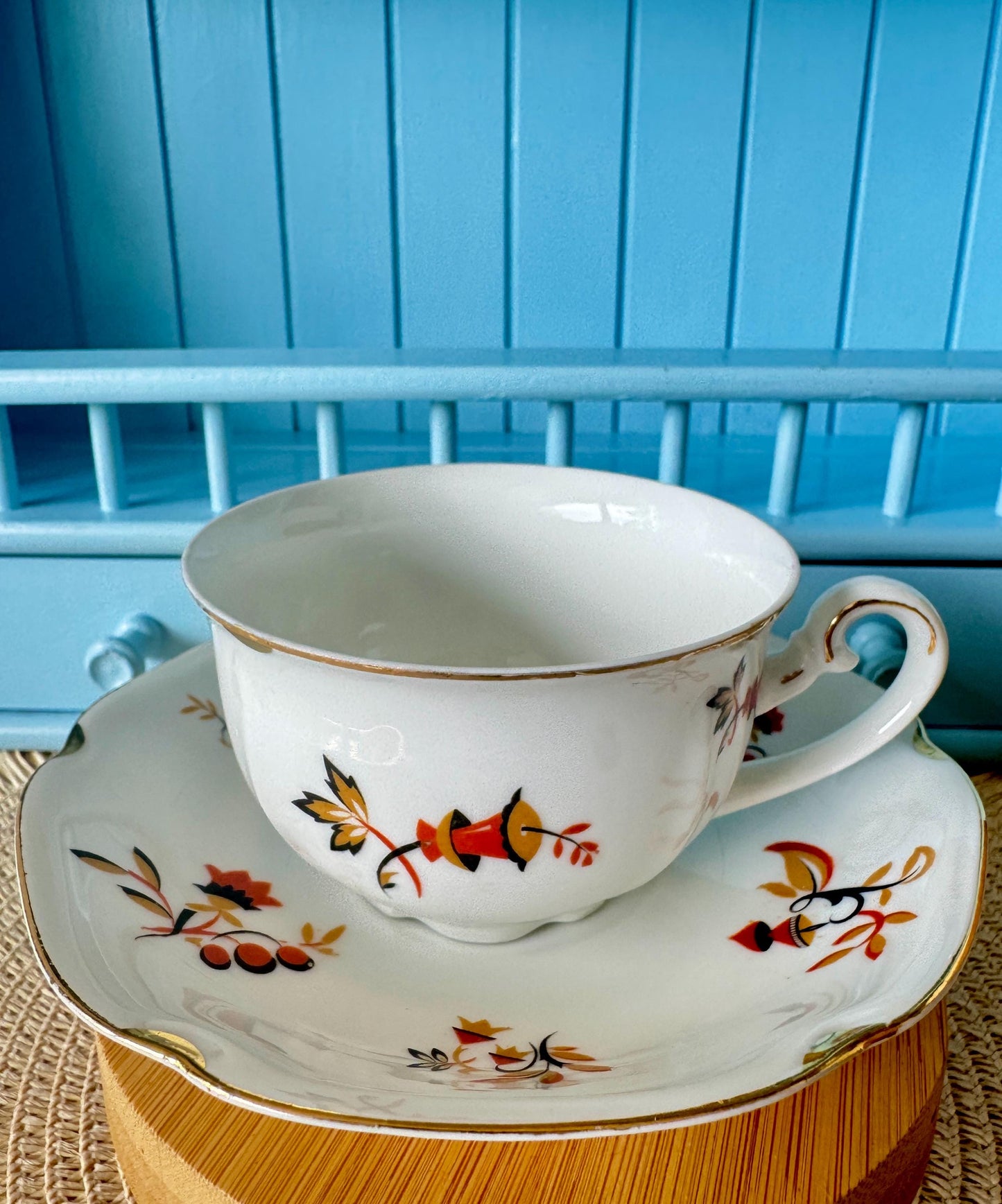 Vintage Carl Teichert Meissen Porcelain Teacup & Saucer Duo
