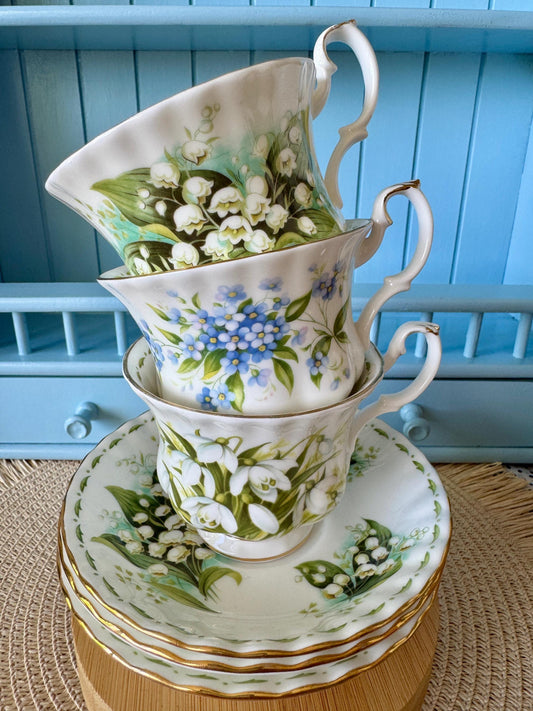 Vintage Royal Albert Flower Of The Month Male Sized Duo's Cu