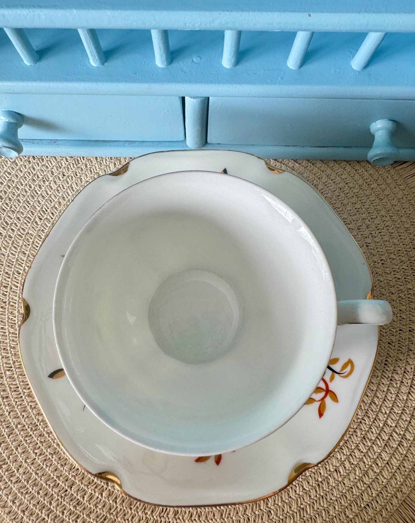 Vintage Carl Teichert Meissen Porcelain Teacup & Saucer Duo