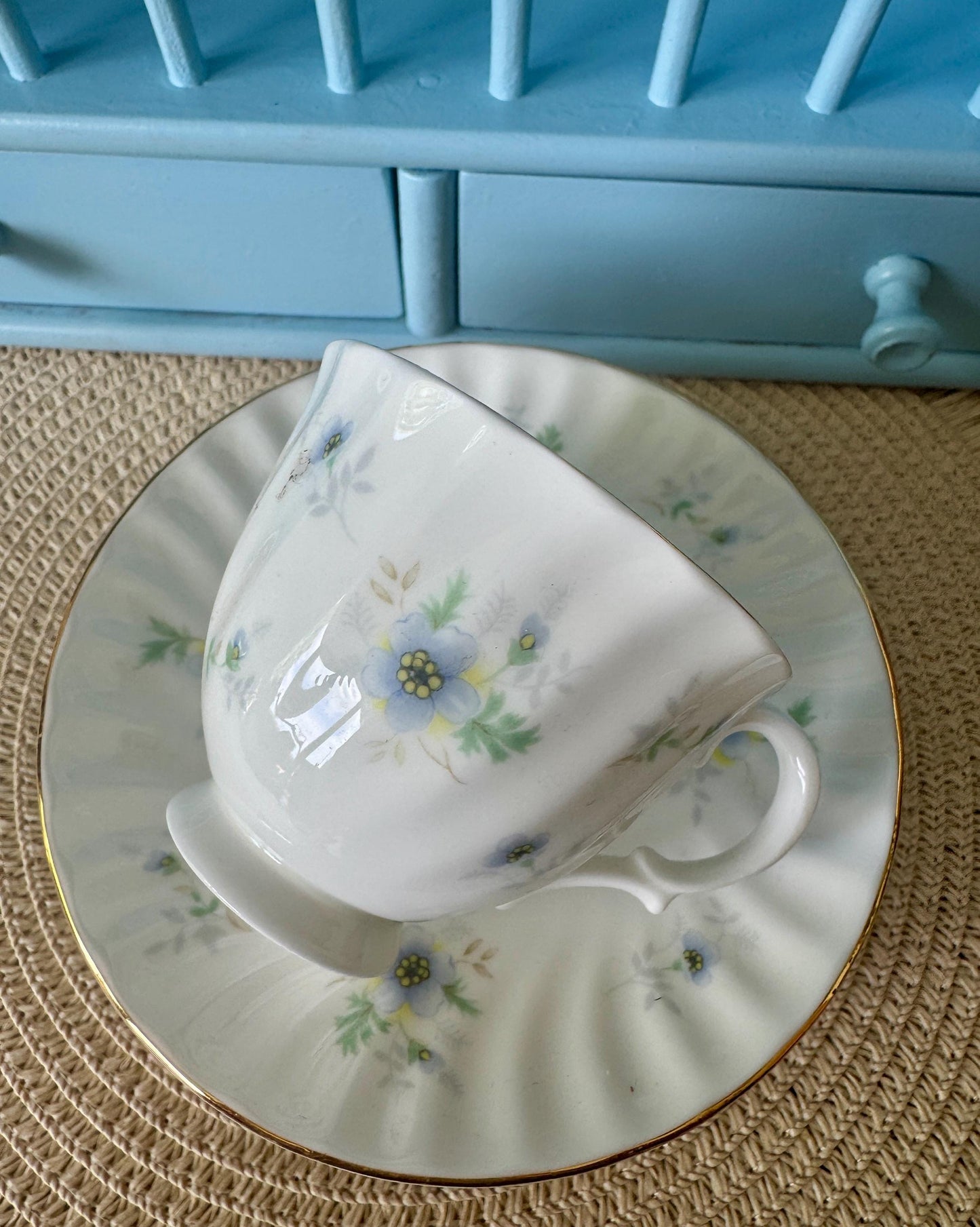 Vintage Colclough Royal Albert Coffee Cup & Saucer: Baby Blu