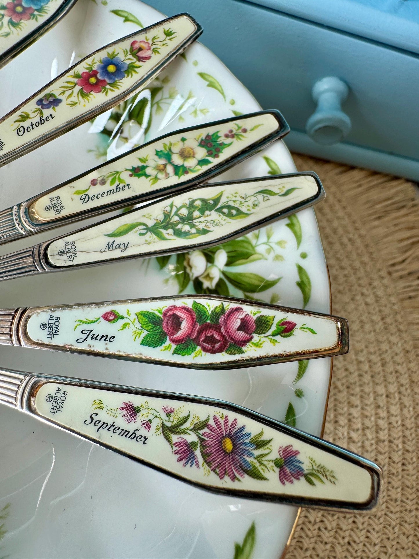 Vintage Royal Albert "Flower Of The Month" Spoons