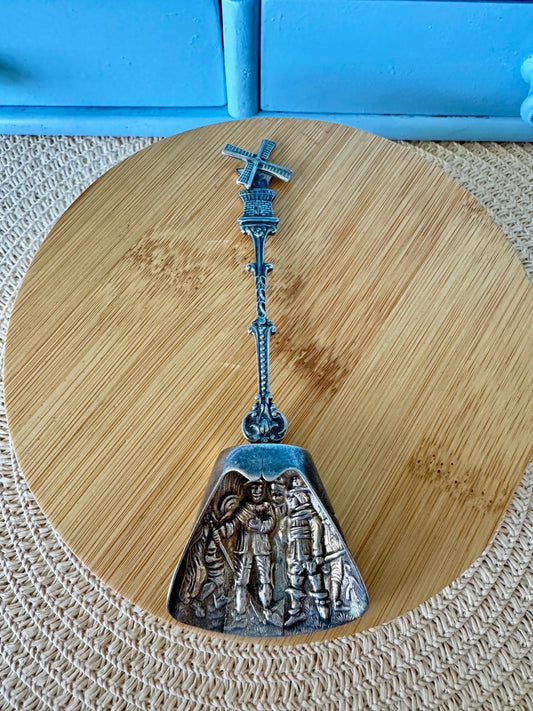 Vintage Dutch Silverplated Sugar Spoon with Spinning Windmil