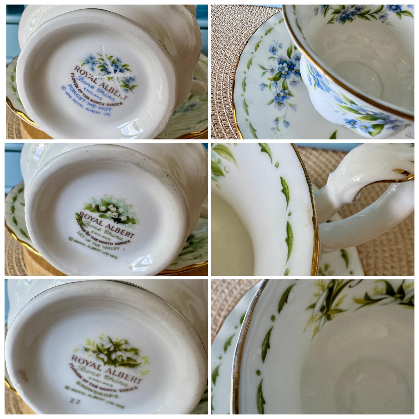 Vintage Royal Albert Flower Of The Month Male Sized Duo's Cu