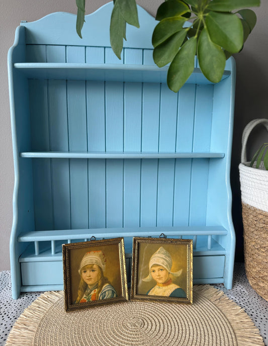 Pair of Antique Dutch Girl Portrait Prints in Traditional Kl