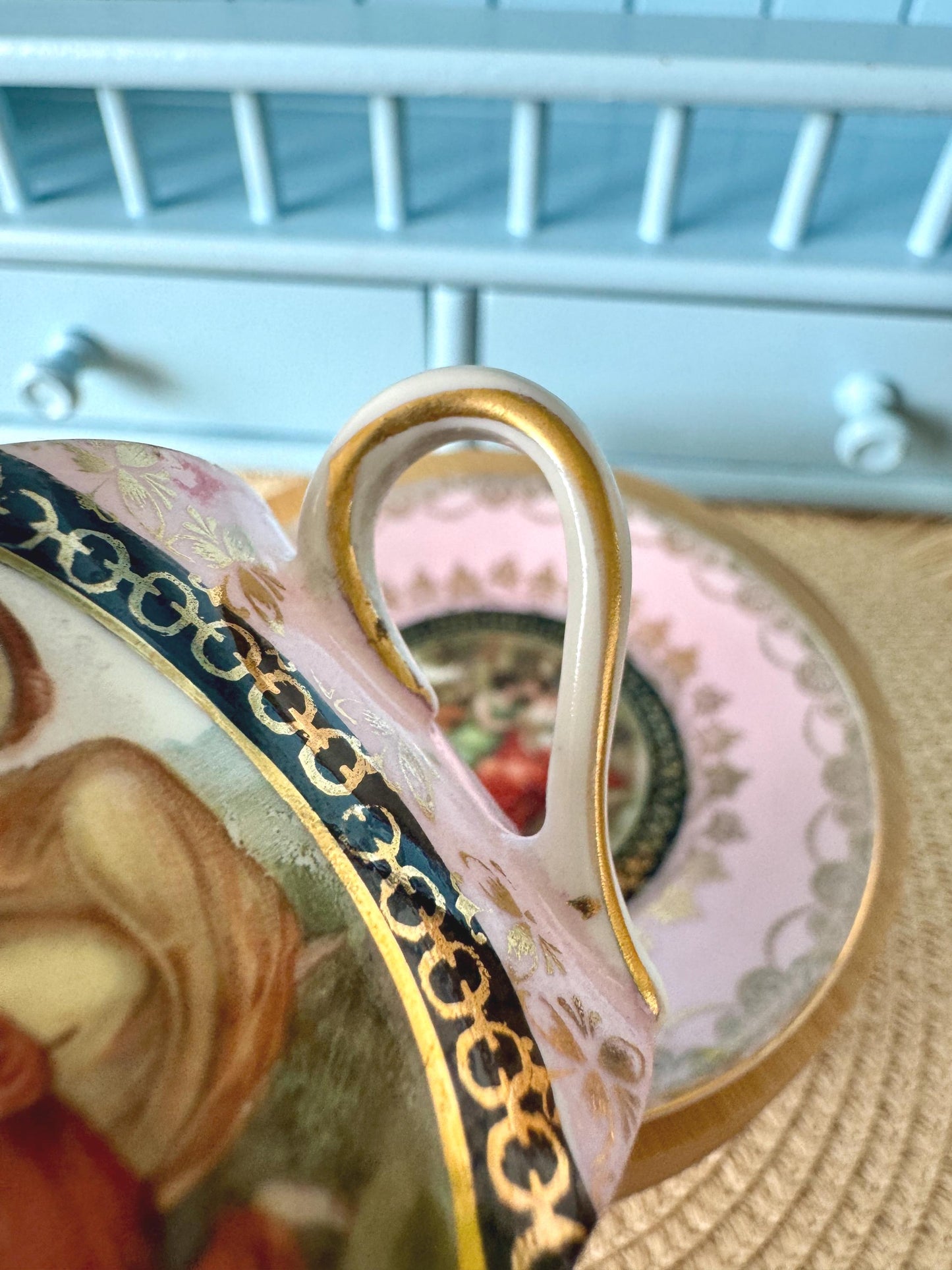 Antique Royal Vienna Fragonard Espresso Cup & Saucer