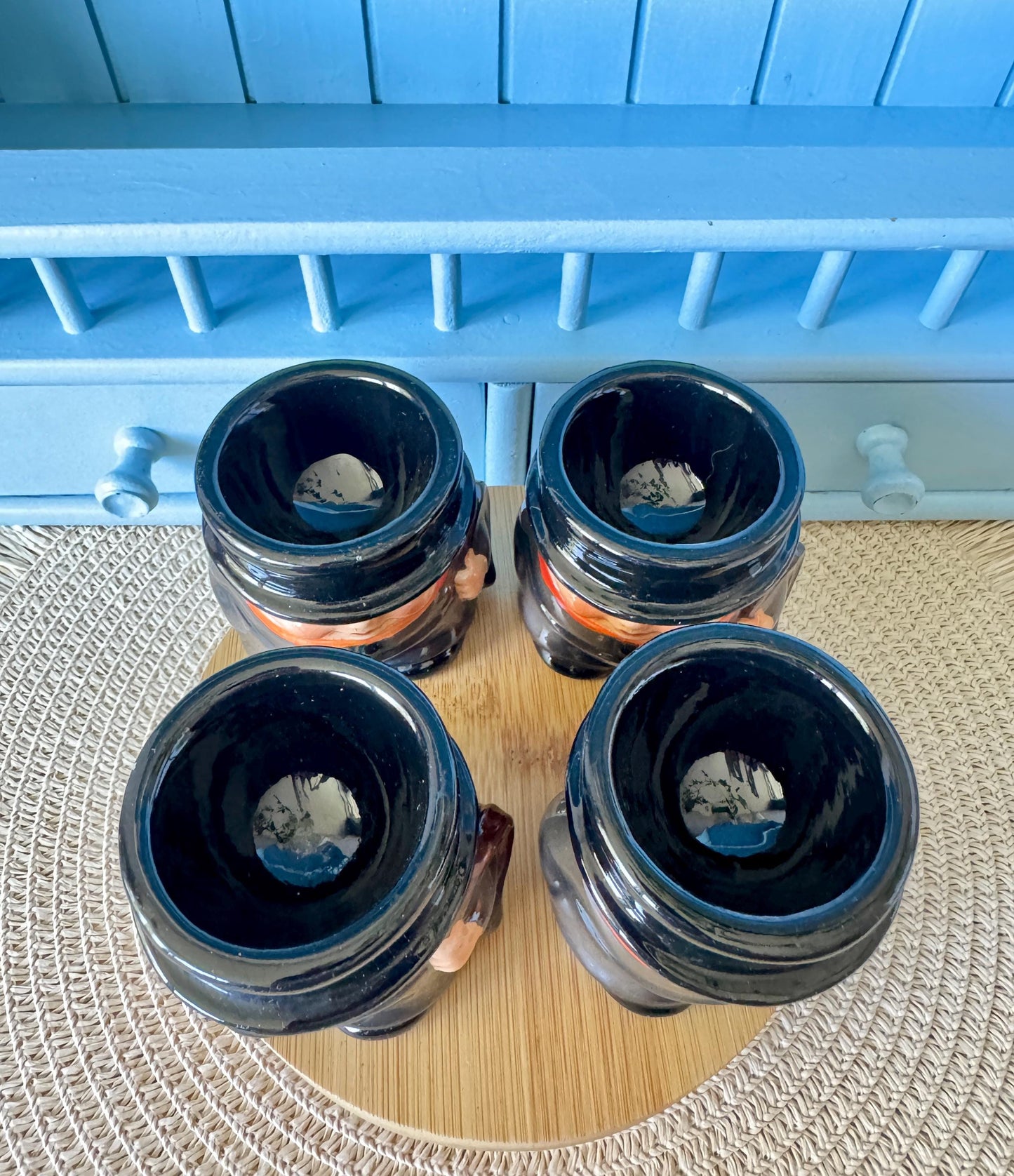 Set of 4 Vintage Goebel 1973 Chimney Sweep Egg Cups
