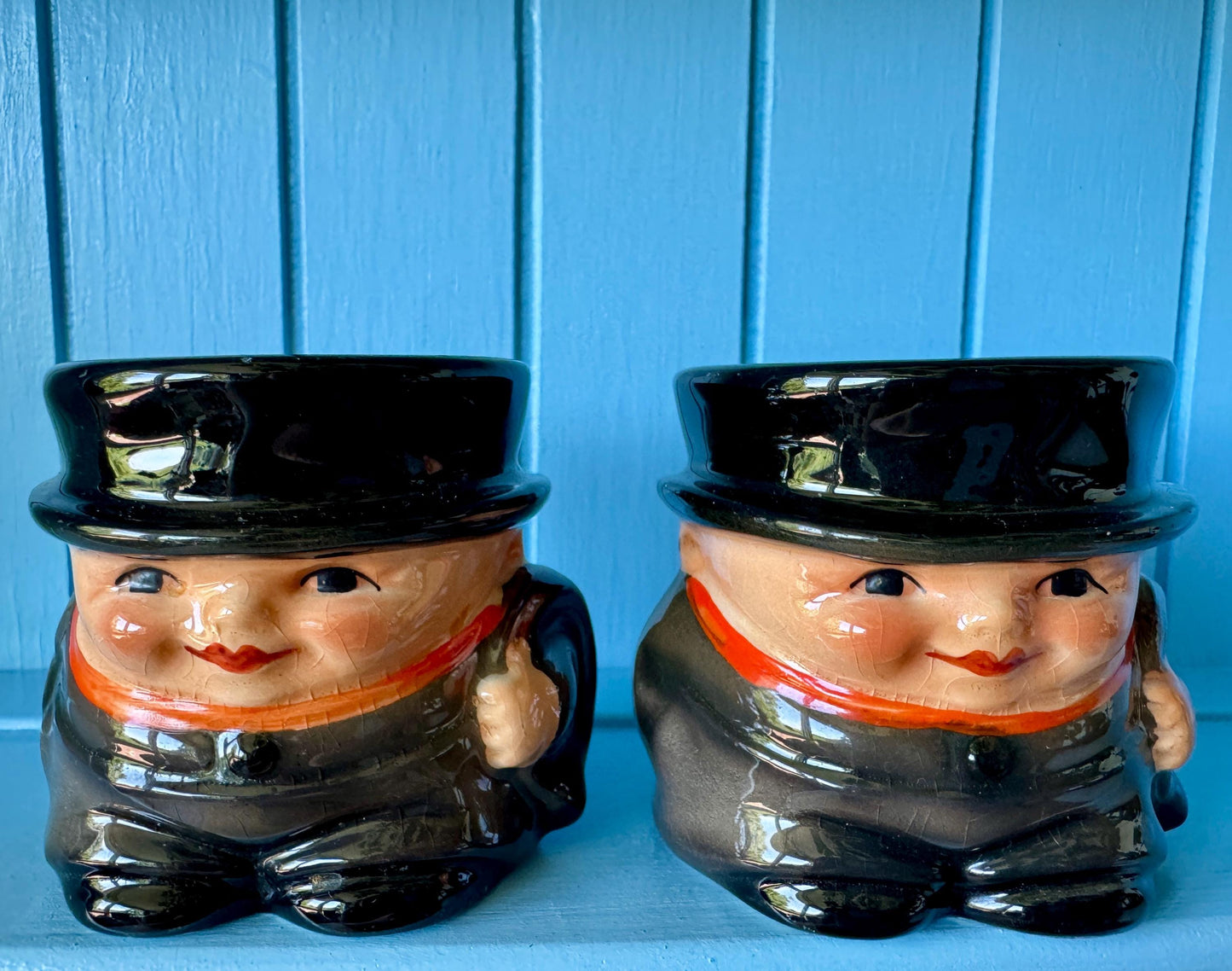 Set of 4 Vintage Goebel 1973 Chimney Sweep Egg Cups