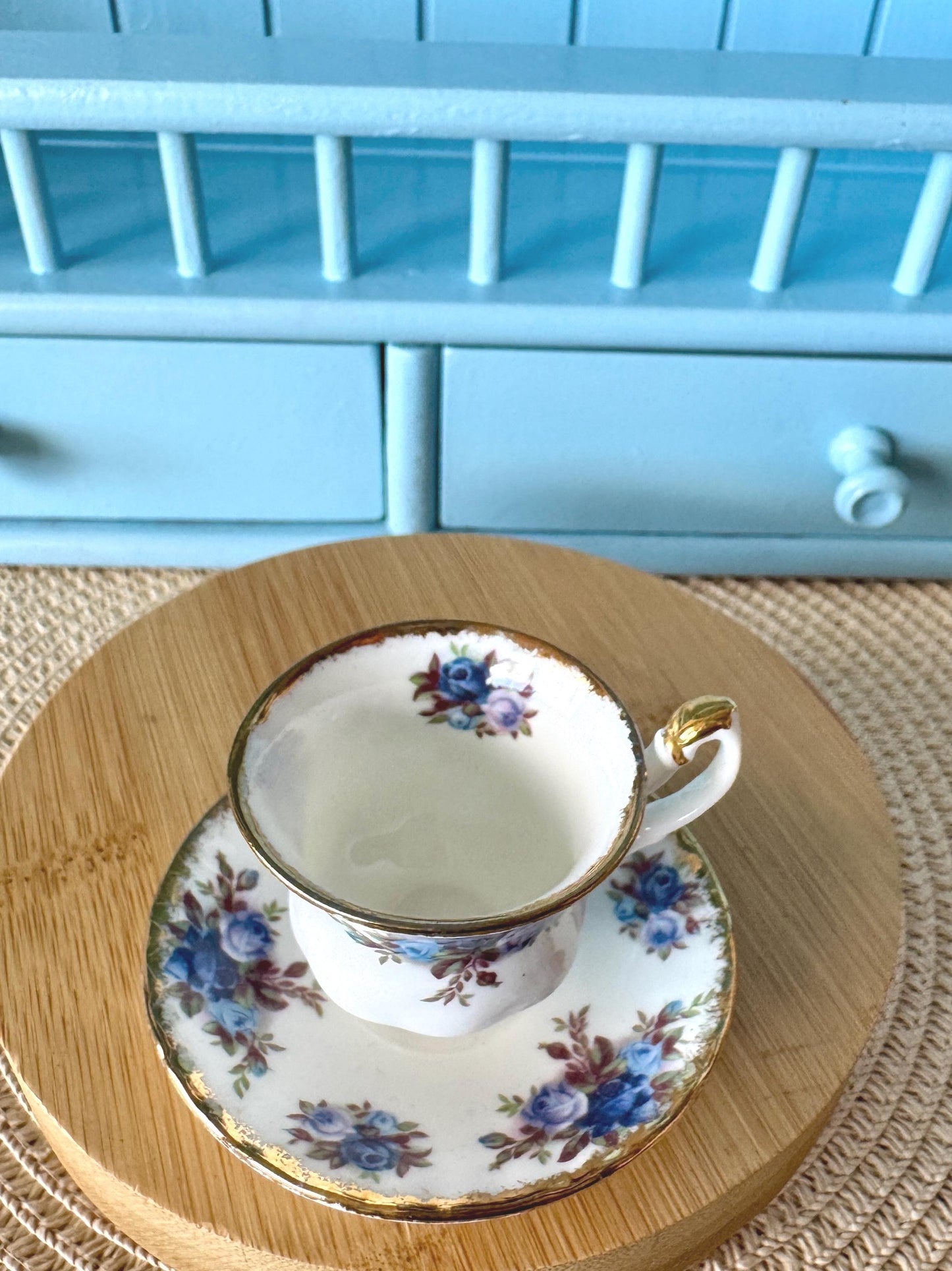 Super Rare Miniature Moonlight Rose Cup and Saucer. Mini size