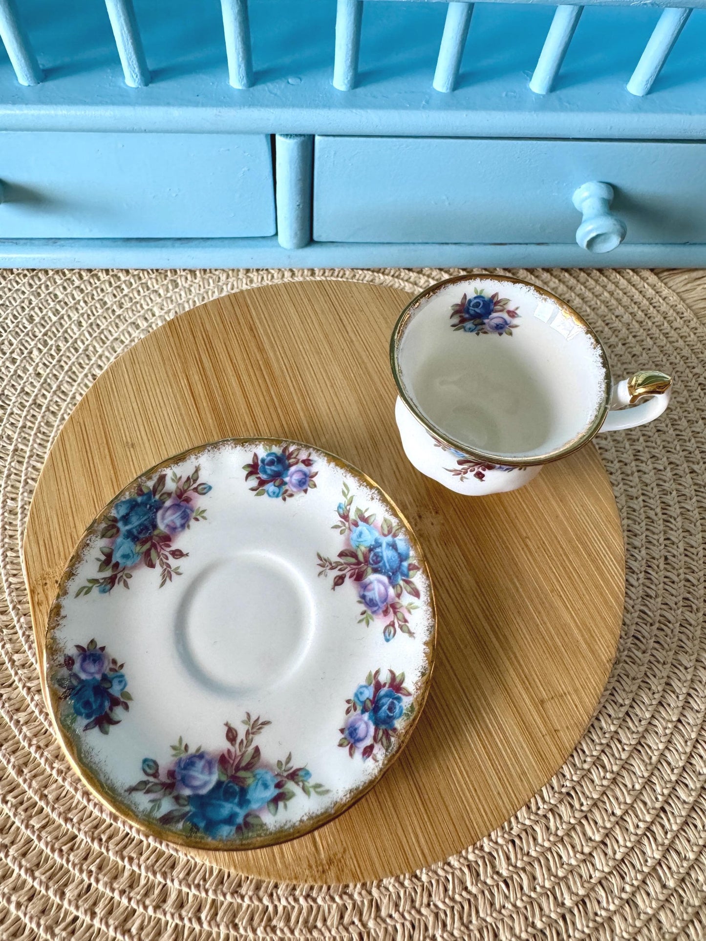 Super Rare Miniature Moonlight Rose Cup and Saucer. Mini size