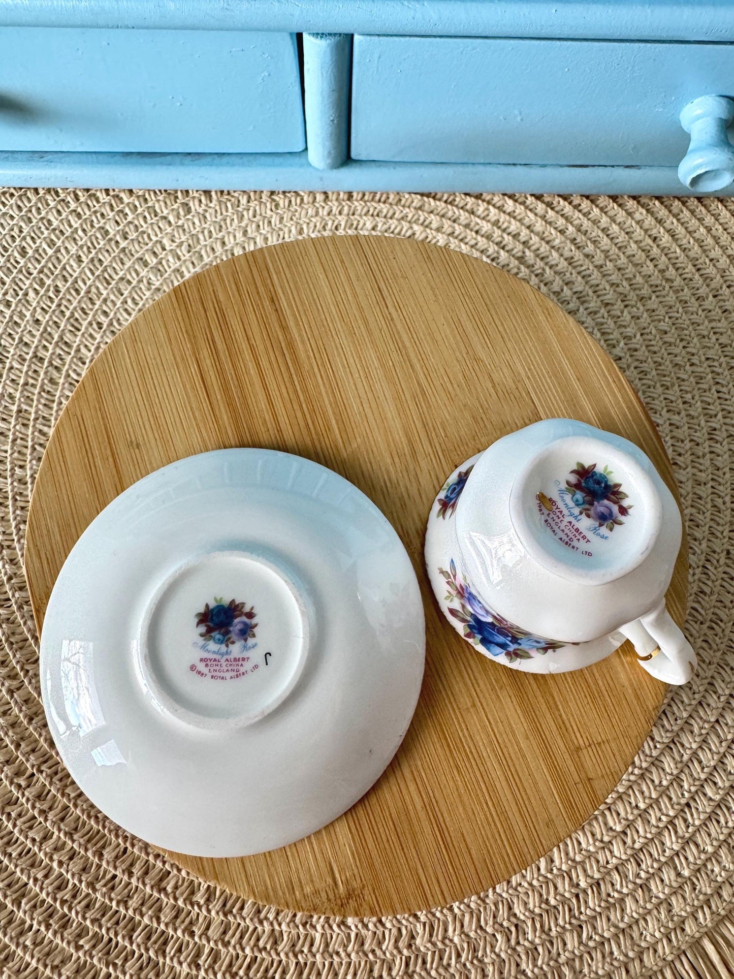 Super Rare Miniature Moonlight Rose Cup and Saucer. Mini size