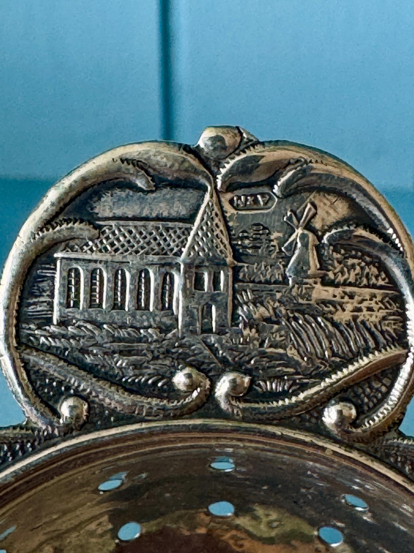 Antique Dutch Silver Tea Strainer: Milkmaid Handle