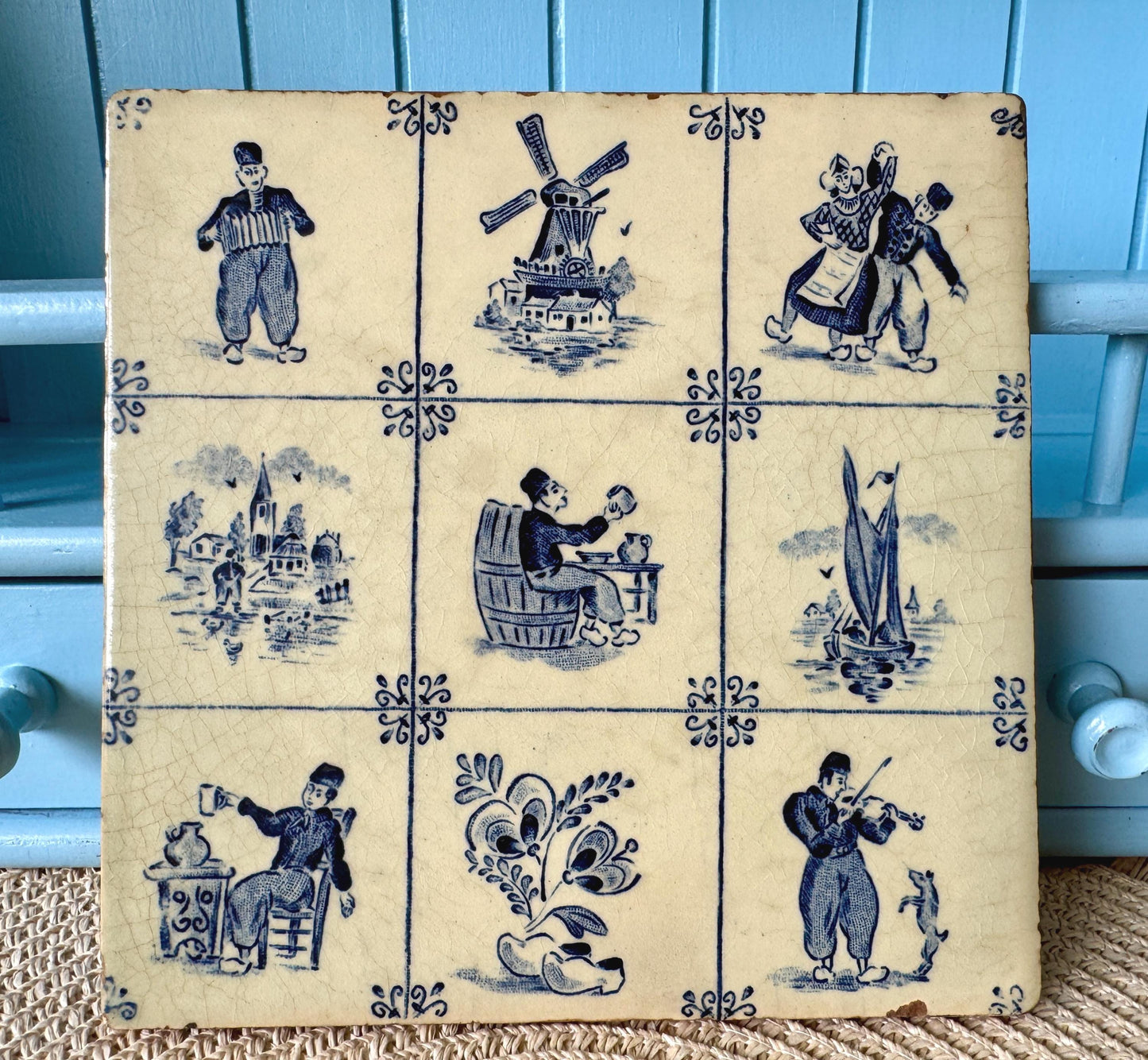 Vintage Royal Sphinx Delft Blue Tile