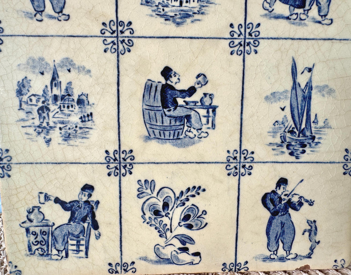 Vintage Royal Sphinx Delft Blue Tile