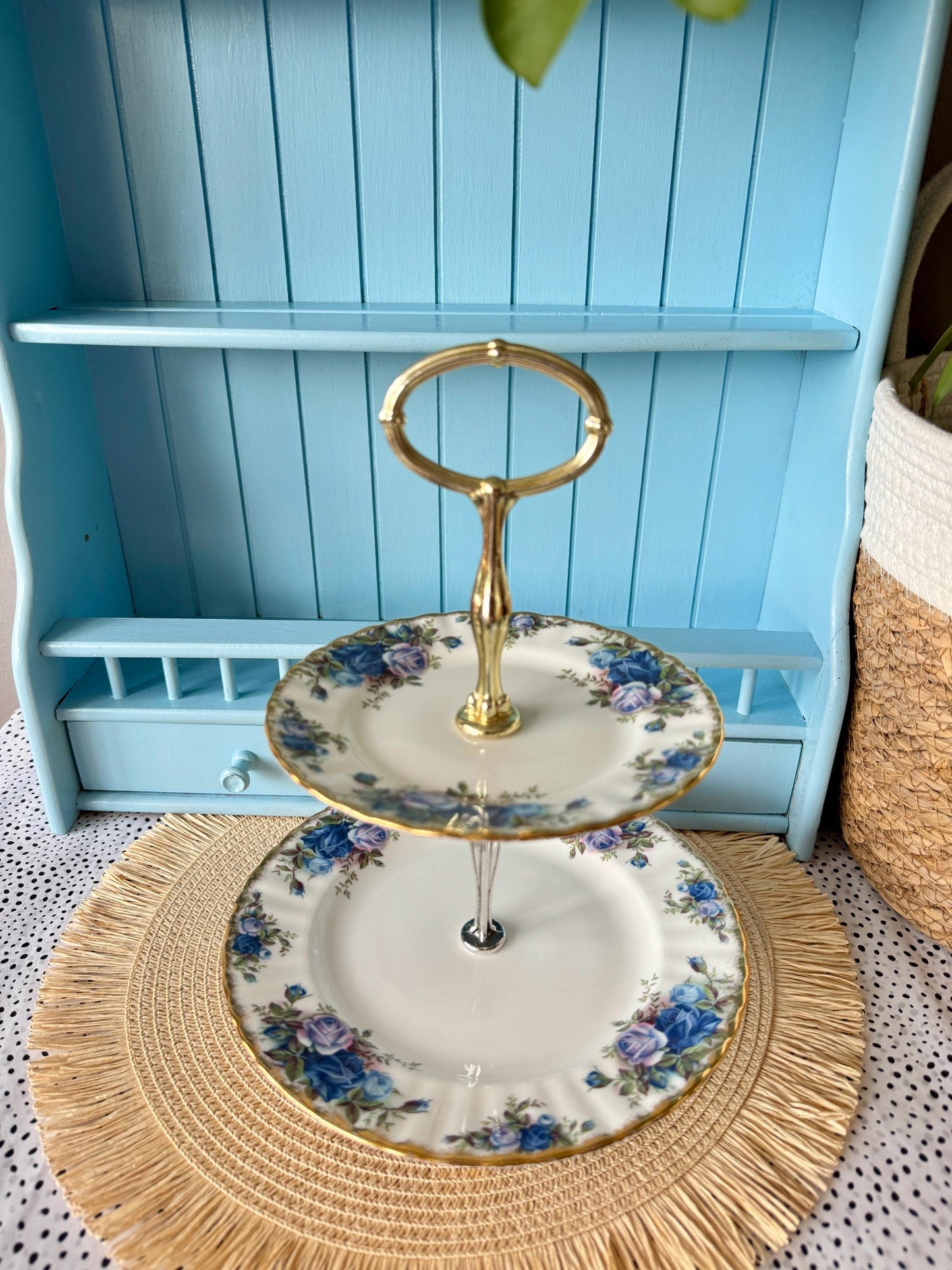 Vintage Royal Albert "Moonlight Rose" 2 Tier Cake Stand