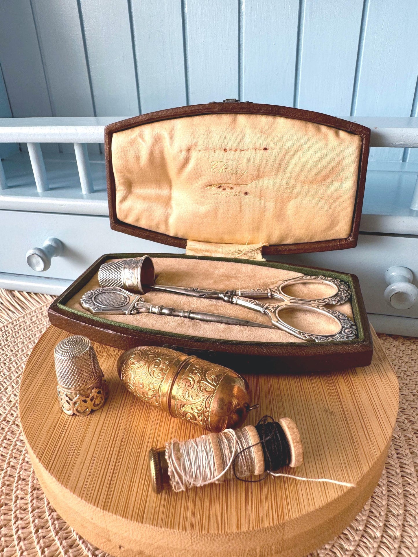 Very Rare Antique Silver Sewing Set with Scissors