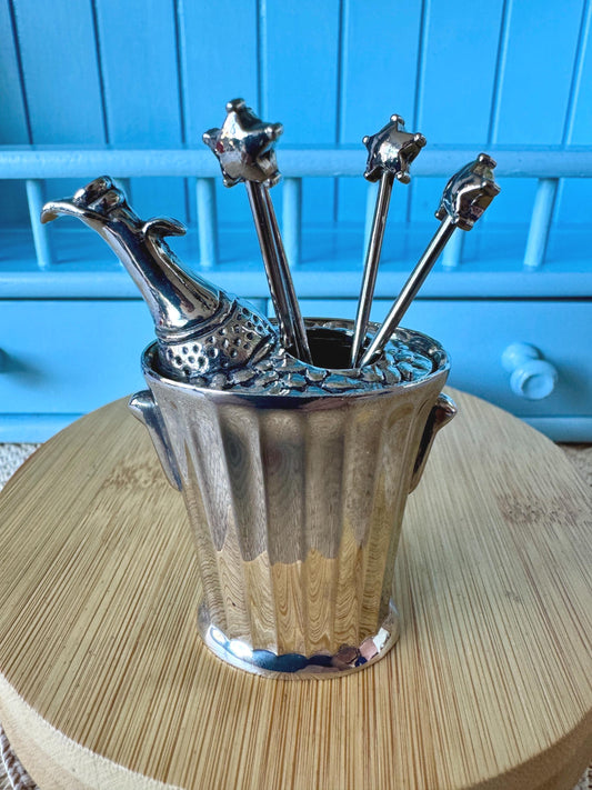 Vintage SILEA Champagne Cooler Cocktail Skewer Set | Happy N