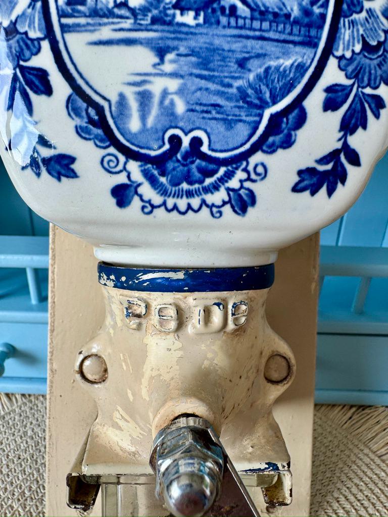 Vintage Mid Century PeDe Wall Coffee Grinder w/ Wooden Mount