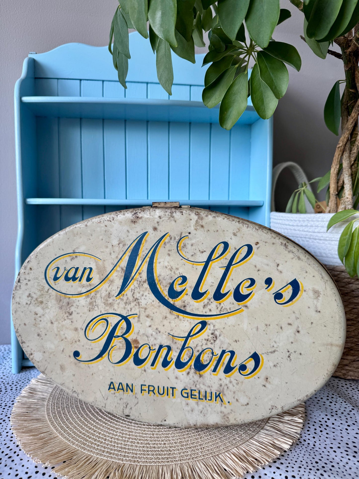Large Vintage Van Melle's Handpainted Tin Box