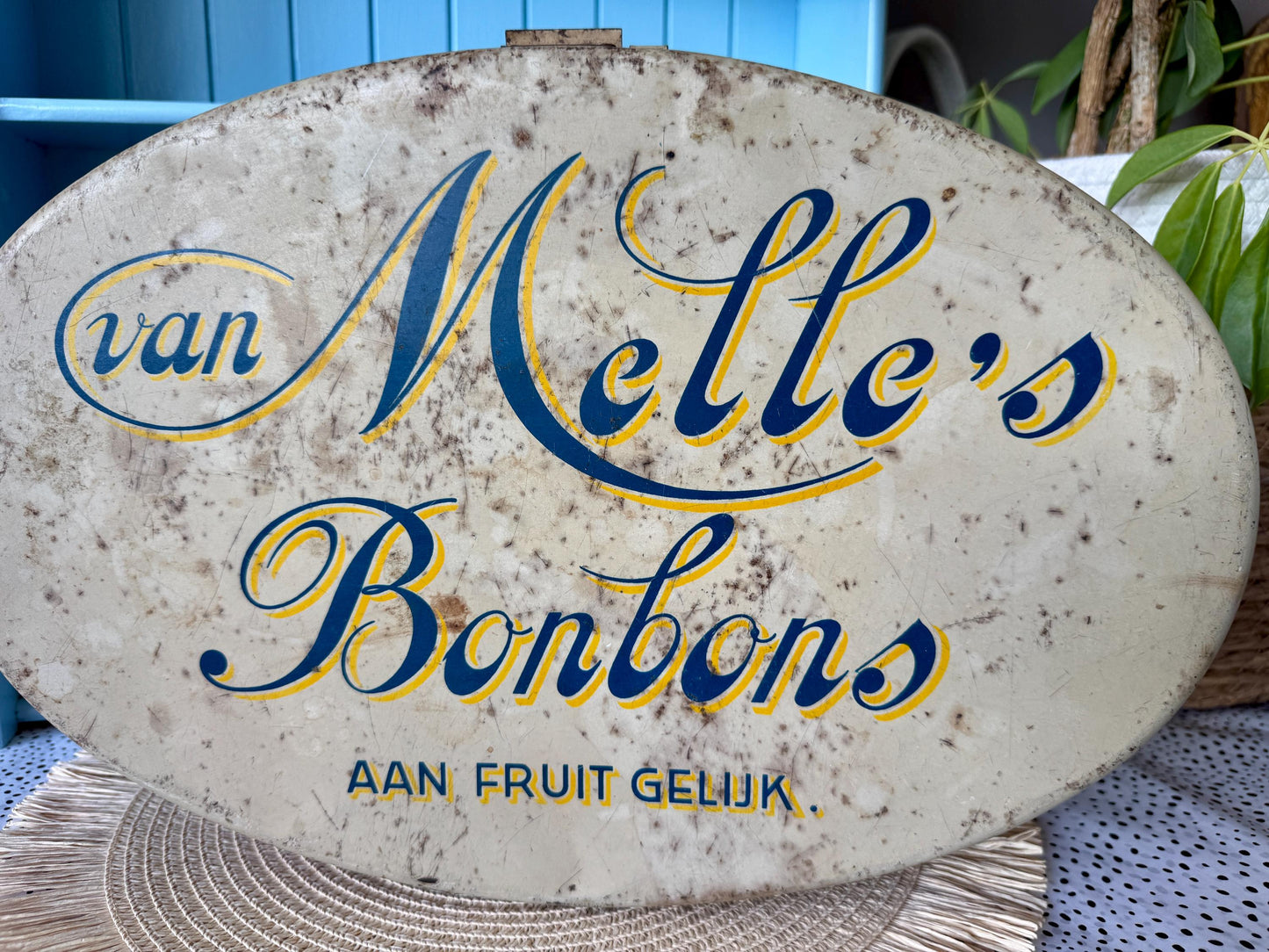 Large Vintage Van Melle's Handpainted Tin Box