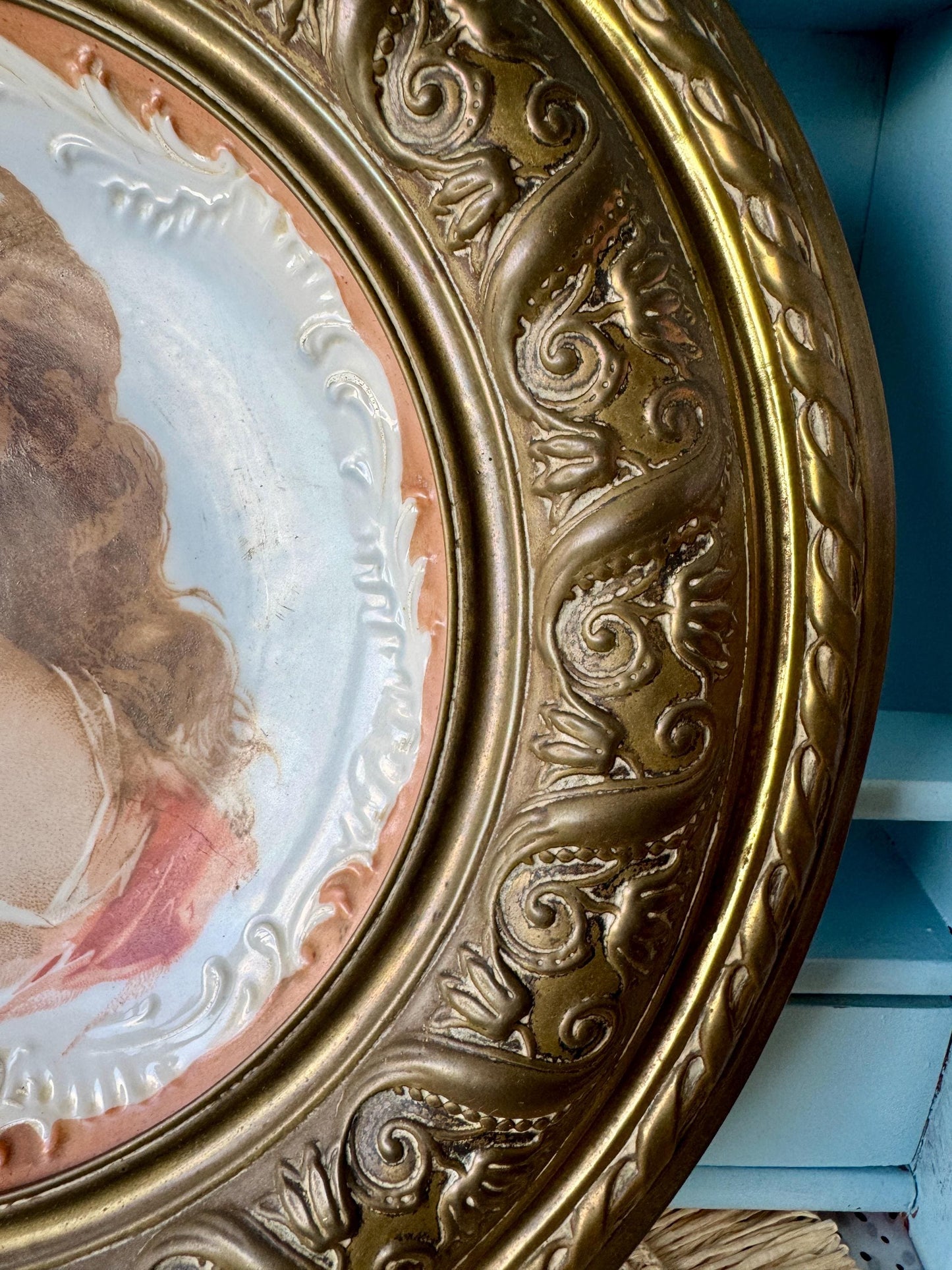 Large Vintage Lady Portrait Porcelain Wall Plate