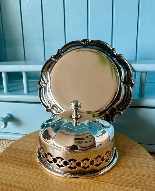 Vintage Wellner Silver-Plated Butter Dish with Pierced Dome