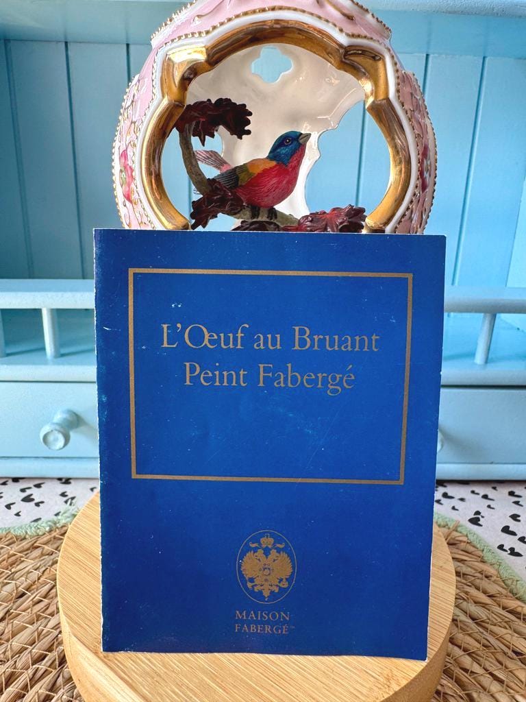 Vintage Handpainted Fabergé Porcelain Bunting Bird Egg