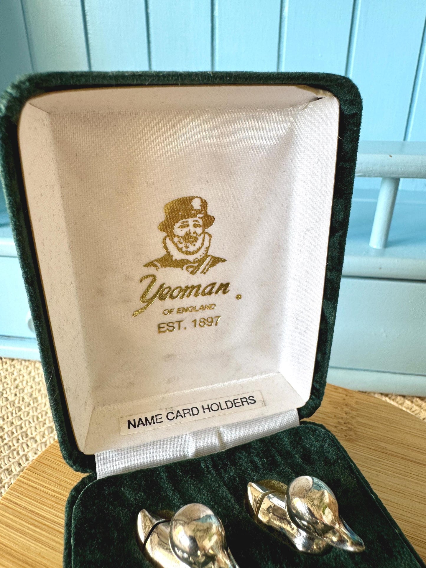 Vintage Yeoman Silver Plated Duck Name Card Holders