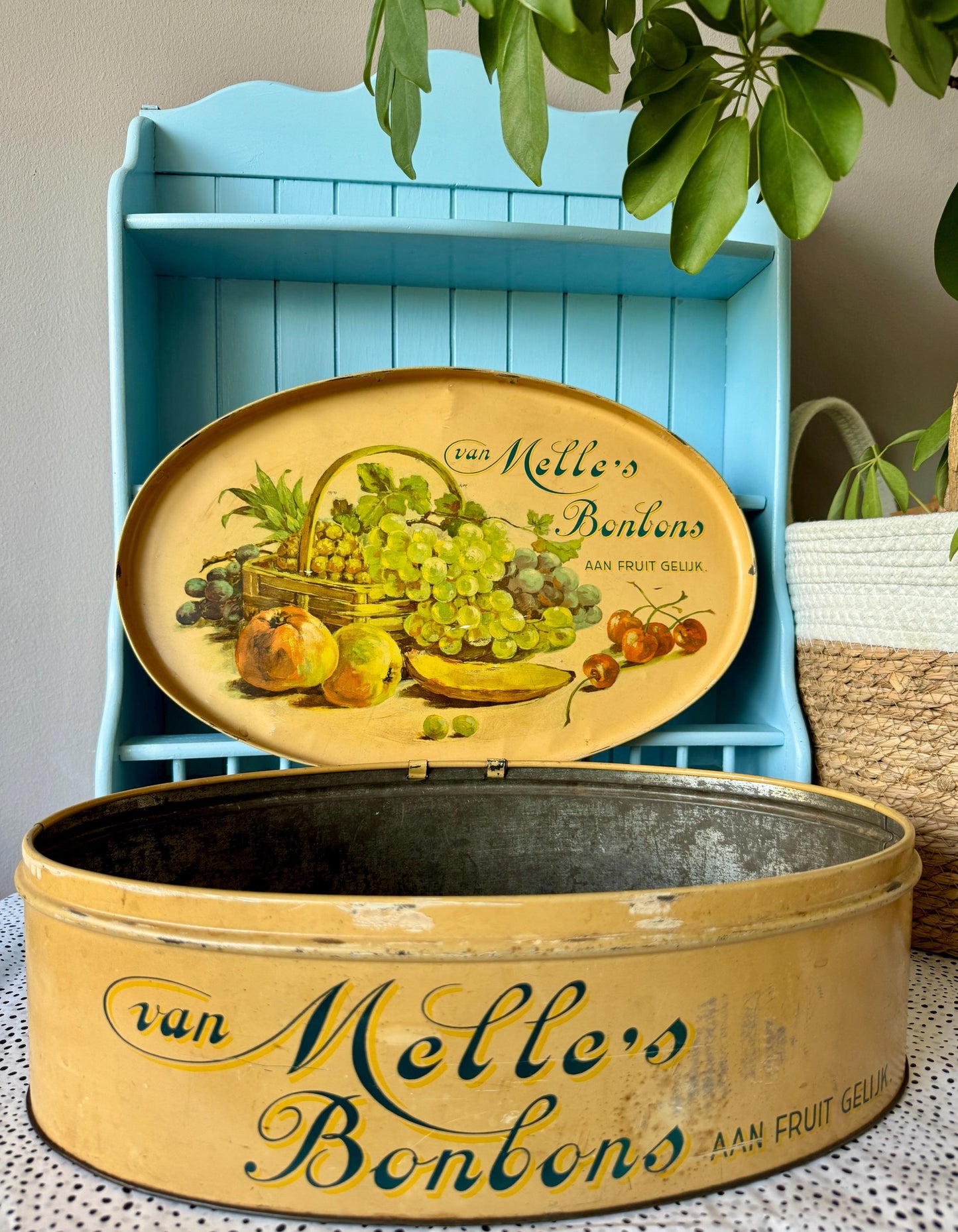 Large Vintage Van Melle's Handpainted Tin Box