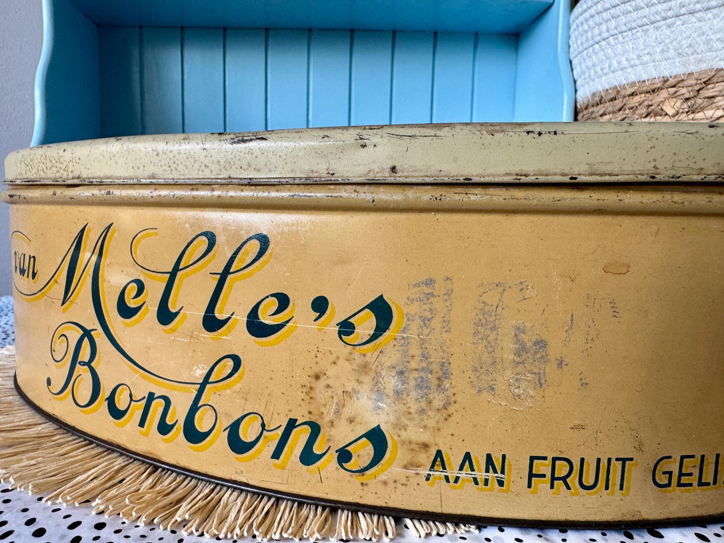 Large Vintage Van Melle's Handpainted Tin Box