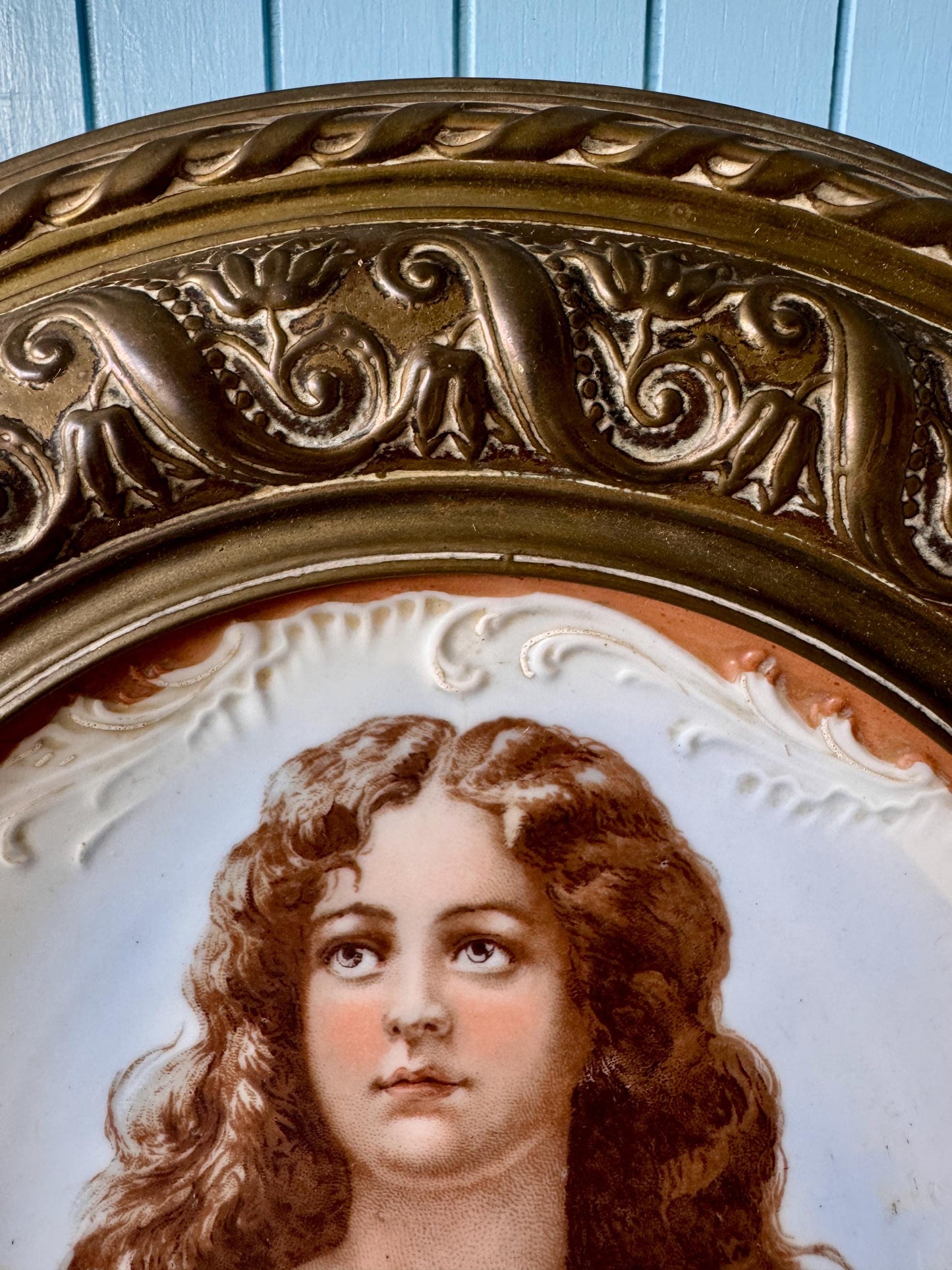 Large Vintage Lady Portrait Porcelain Wall Plate