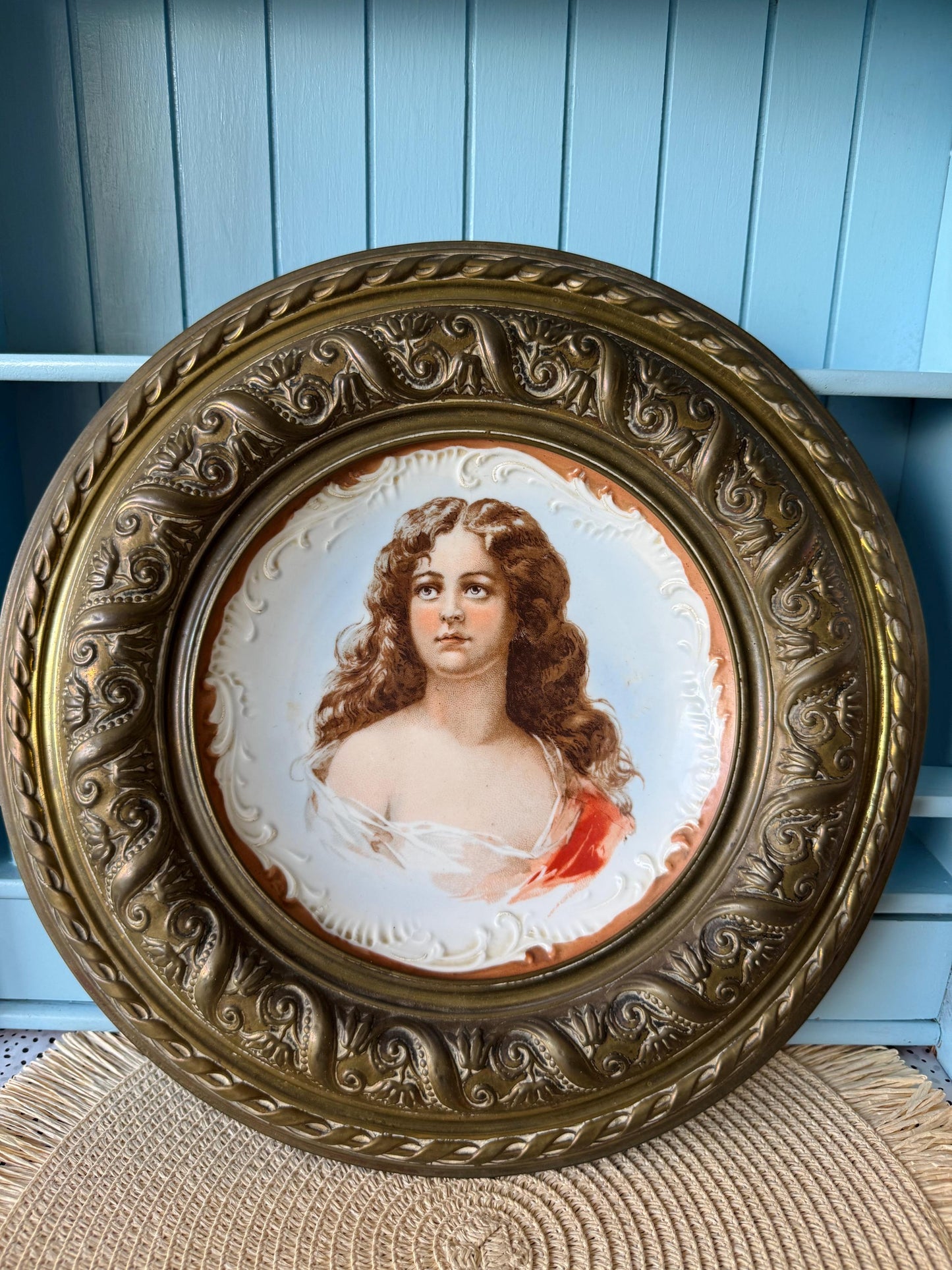 Large Vintage Lady Portrait Porcelain Wall Plate