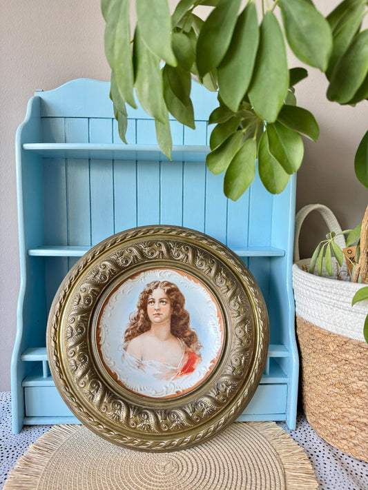 Large Vintage Lady Portrait Porcelain Wall Plate
