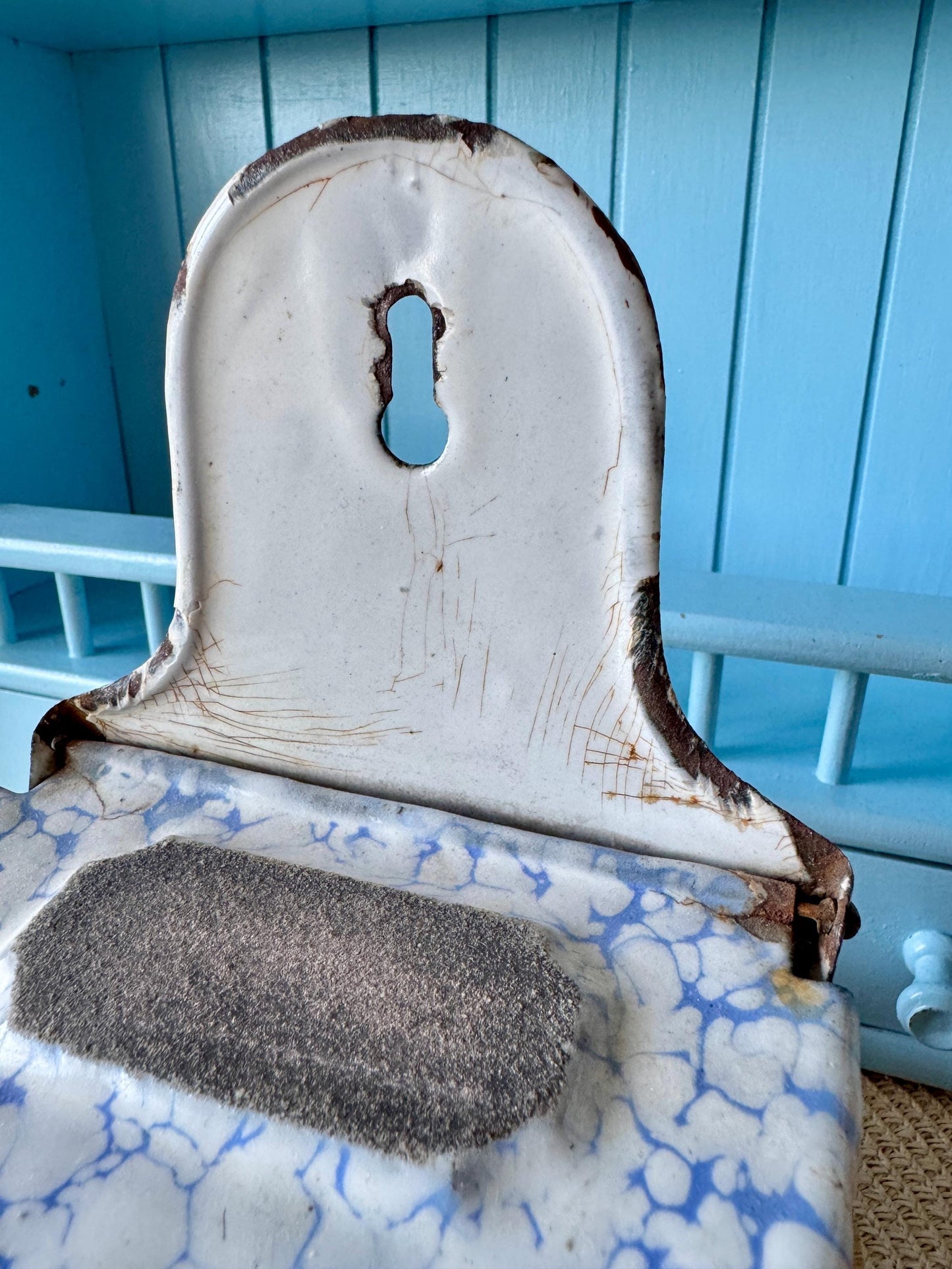 Antique French Enamelware Match Holder