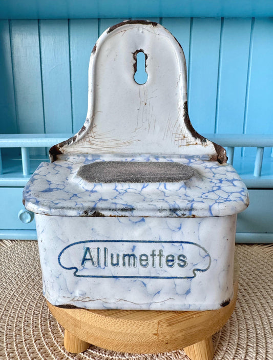 Antique French Enamelware Match Holder